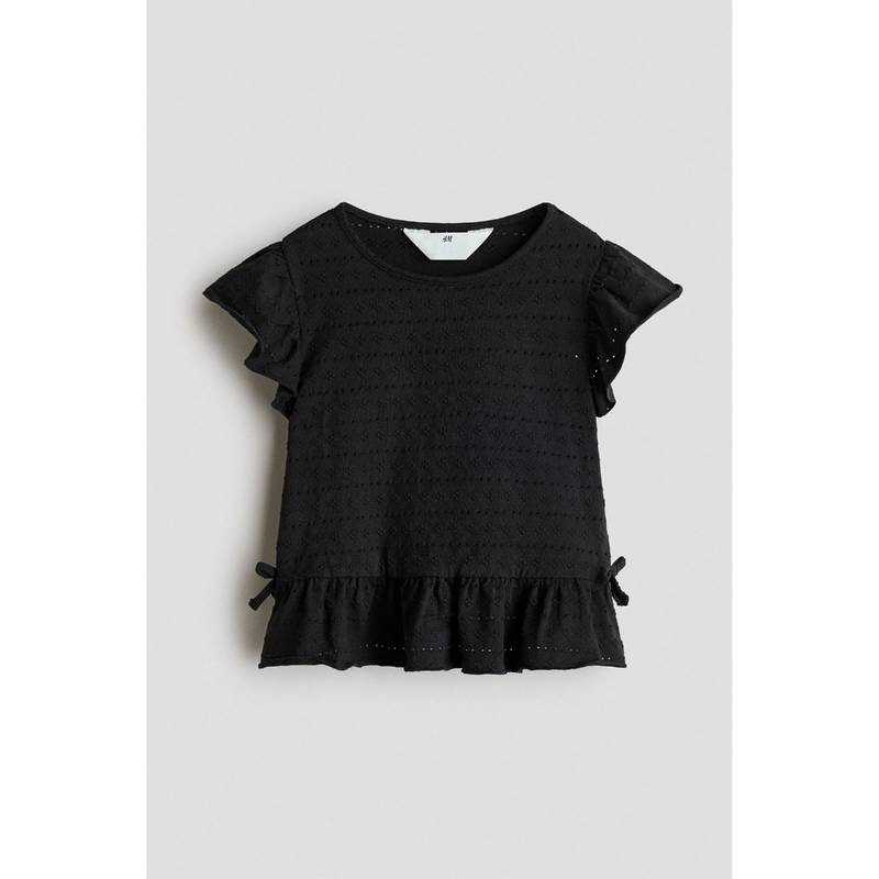 H&M Girls Grey Textured jersey top (1.5-2 Years) (1.5-2 Years)