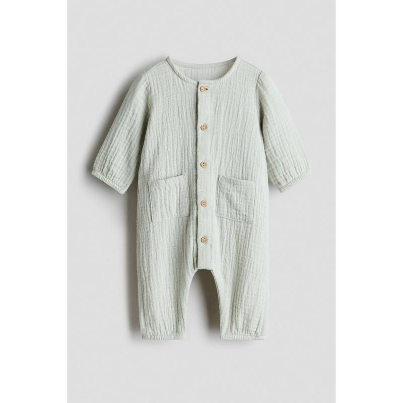 H&M Boys Green Cotton muslin romper suit (1-2 Months) (1-2 Months)