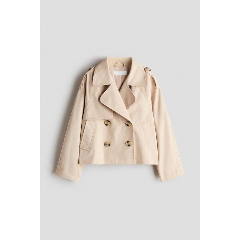 H&M Girls Beige Short twill trench coat (10-11 Years) (10-11 Years)