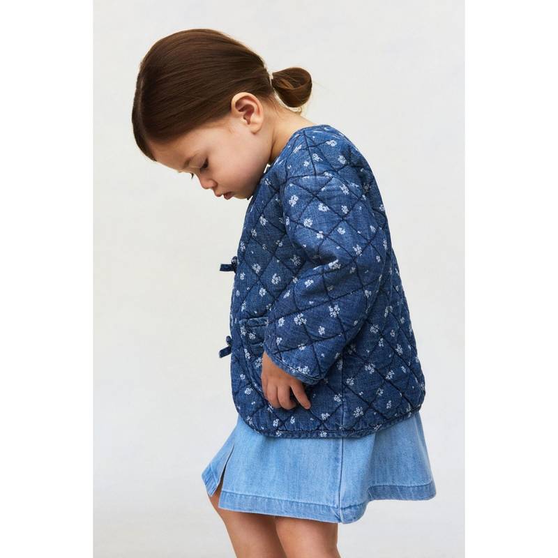 H&M Girls Blue Quilted denim jacket (9-12 Months) (9-12 Months)