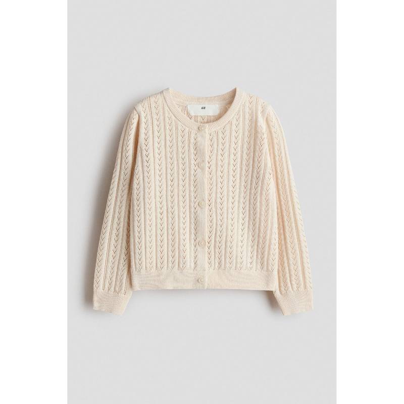 H&M Girls Beige Pointelle-knit cotton cardigan (1.5-2 Years) (1.5-2 Years)