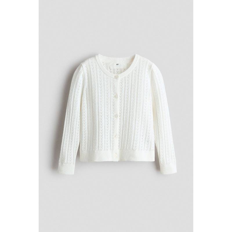 H&M Girls White Pointelle-knit cotton cardigan (1.5-2 Years) (1.5-2 Years)