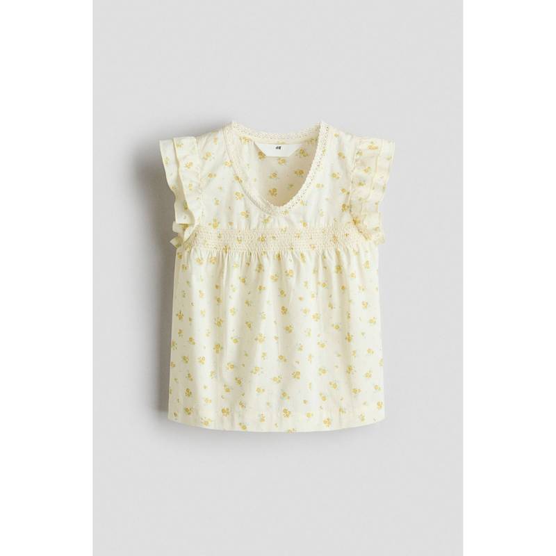 H&M Girls Yellow Flutter-Sleeved Blouse (8-9 Years) (8-9 Years)