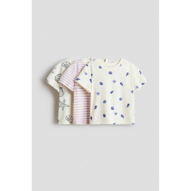 H&M Girls White 3-Pack Printed T-Shirts (2-4 Years)