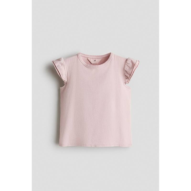 H&M Girls Pink Flutter-Sleeved Top (10-12 Years) (10-12 Years)