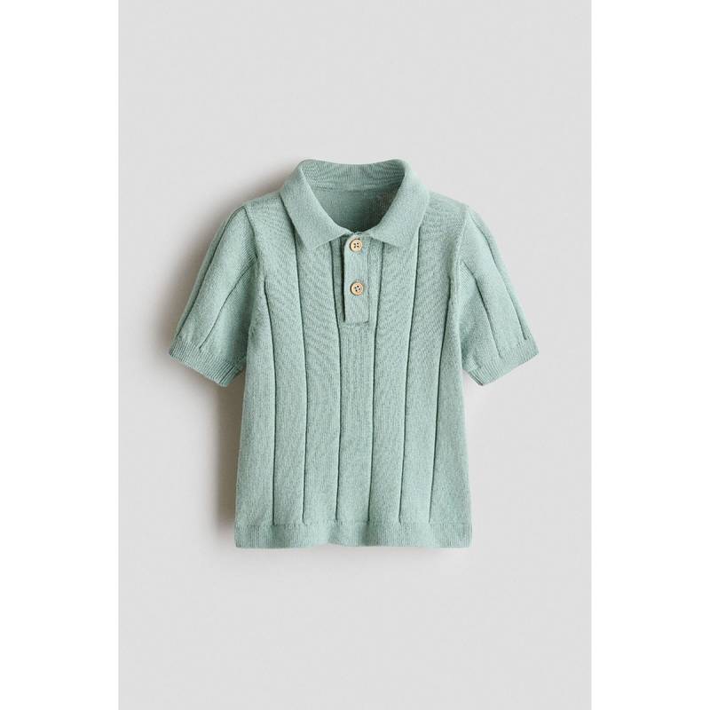 H&M Boys Green Knitted Polo T-Shirt (4-6 Months) (4-6 Months)