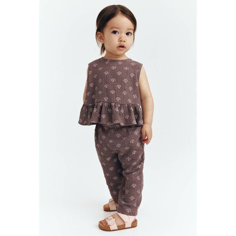 H&M Girls Brown 2-Piece Top And Pant Set (4-6 Months)