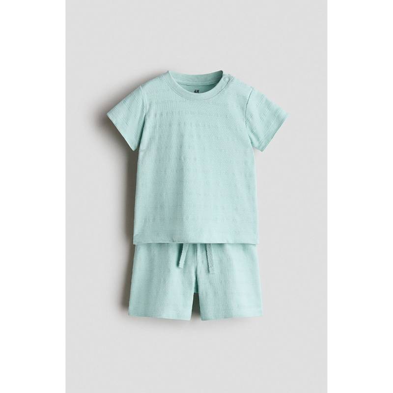H&M Boys Turquoise 2-Piece Cotton Jersey Set (0-1 Months)
