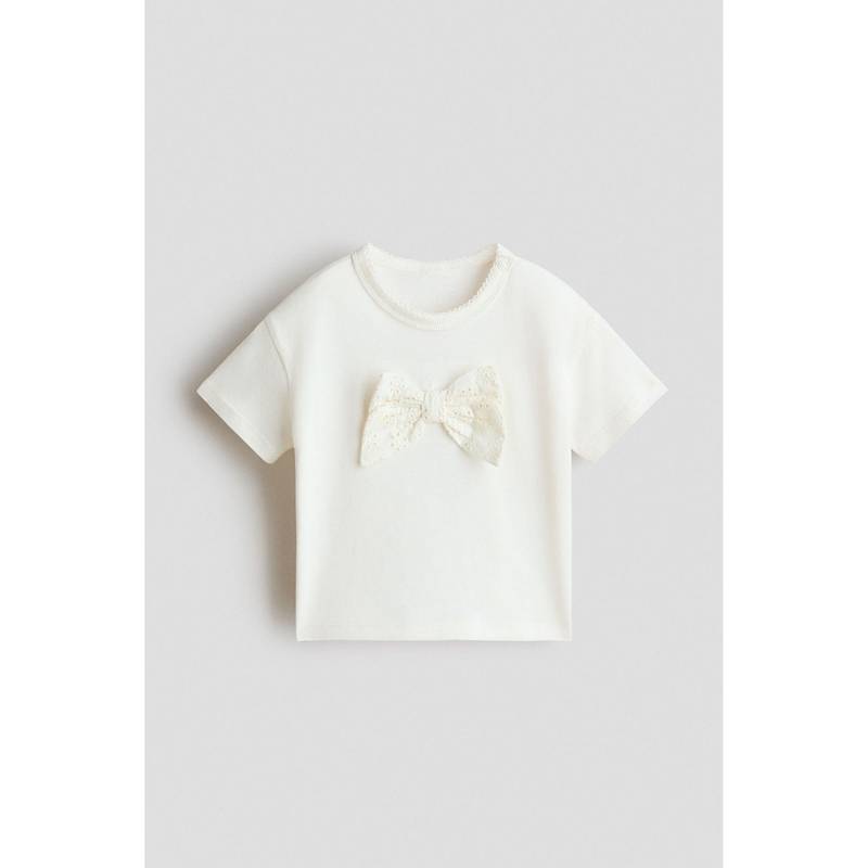 H&M Girls White Cotton T-Shirt (2-3 Years) (2-3 Years)