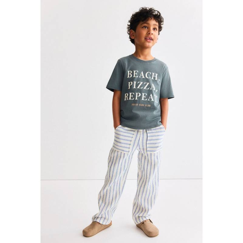 H&M Boys Blue Muslin Drawstring Pant (2-3 Years) (2-3 Years)