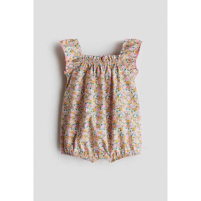 H&M Girls Yellow Cotton Playsuit (0-1 Months) (0-1 Months)