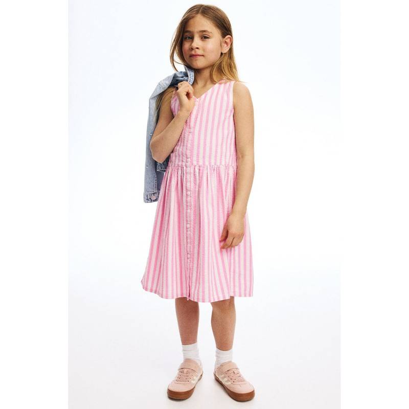 H&M Girls Pink Patterned Seersucker Dress (1.5-2 Years) (1.5-2 Years)