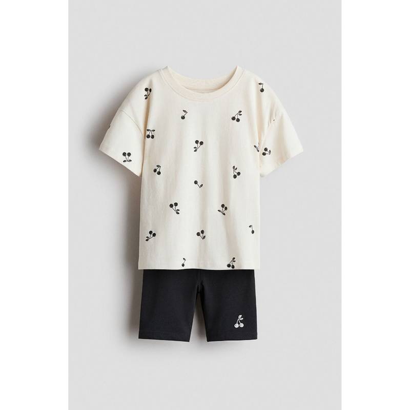 H&M Girls White 2-Piece Cotton Jersey Set (3-4 Years)