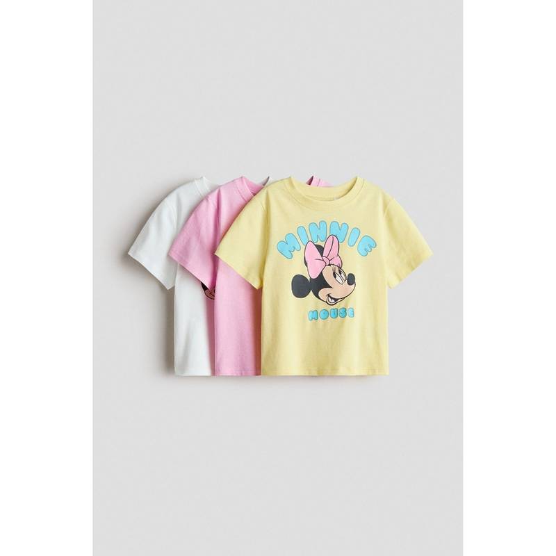 H&M Girls White 3-Pack Printed Jersey Tops (8-10 Years)