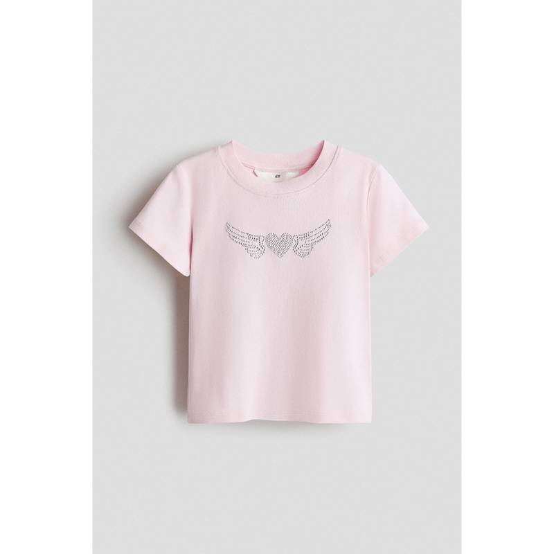H&M Girls Pink Embellished-Motif T-Shirt (14 Years) (14 Years)