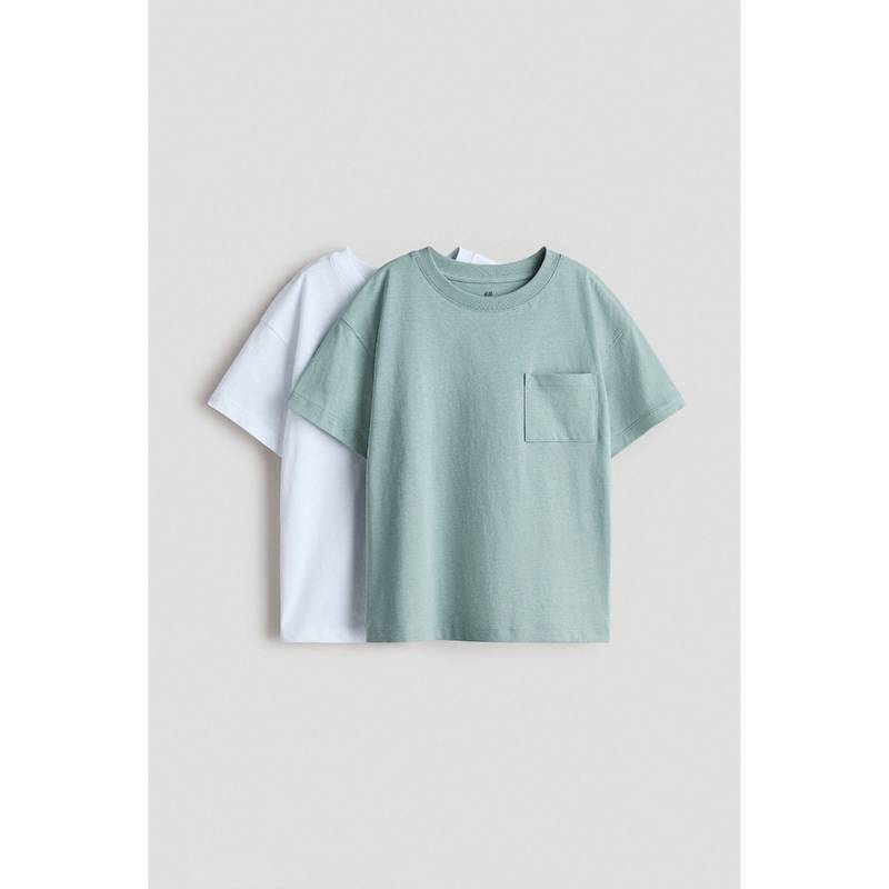 H&M Boys Turquoise 2-Pack Pocket-Detail T-Shirts (1.5-2 Years)