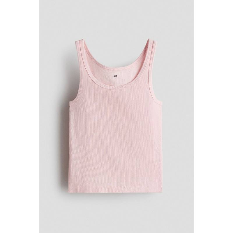 H&M Girls Pink Ribbed Cotton Vest Top (8-10 Years) (8-10 Years)