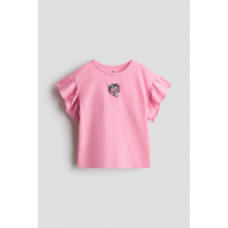 H&M Girls Pink Appliqued Top (8-10 Years) (8-10 Years)