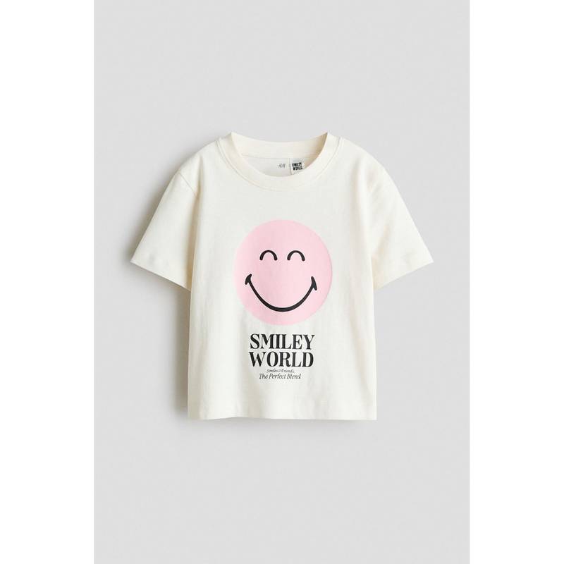 H&M Girls White Printed T-Shirt (2-4 Years) (2-4 Years)