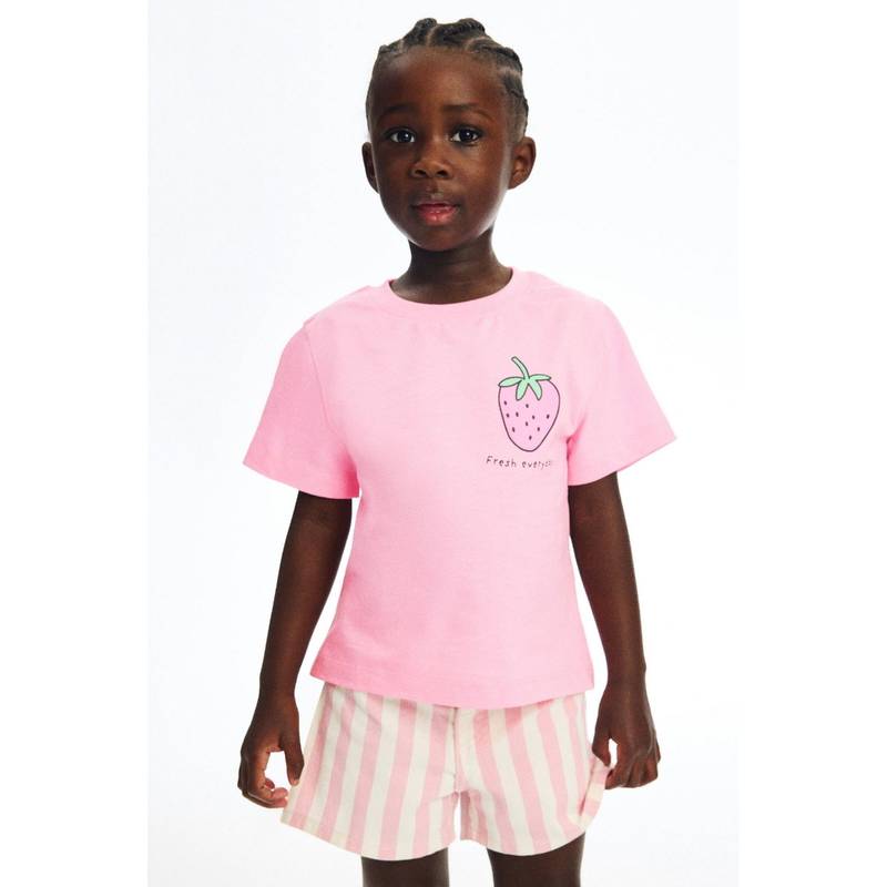H&M Girls Pink Printed T-Shirt (4-6 Years) (4-6 Years)