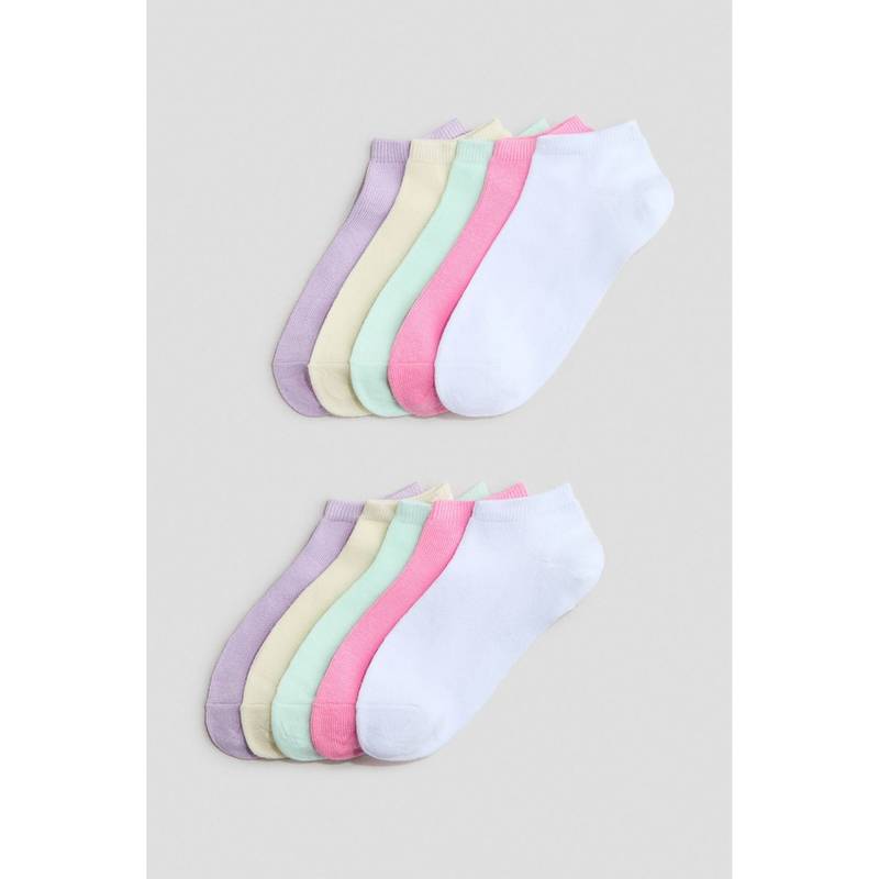 H&M Girls Pink 10-Pack Trainer Socks (5.5-7)