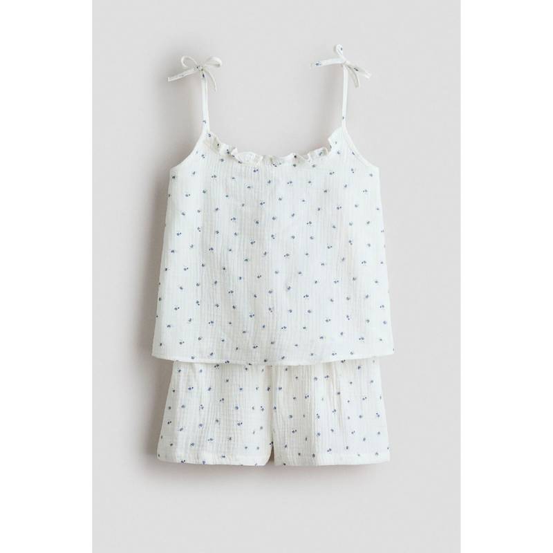 H&M Girls White Muslin Pyjamas Top & Shorts (12-14 Years)