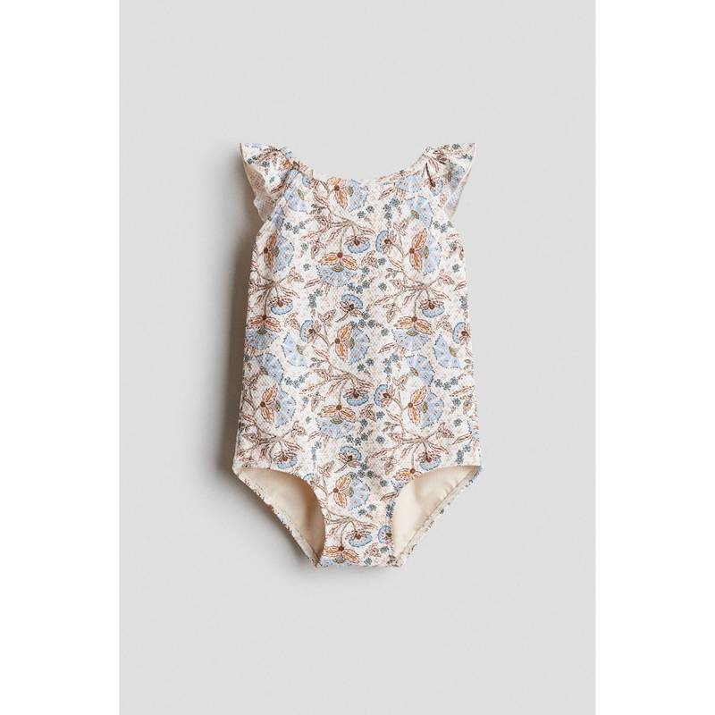 H&M Girls Beige Textured Swimsuit (4-6 Years) (4-6 Years)