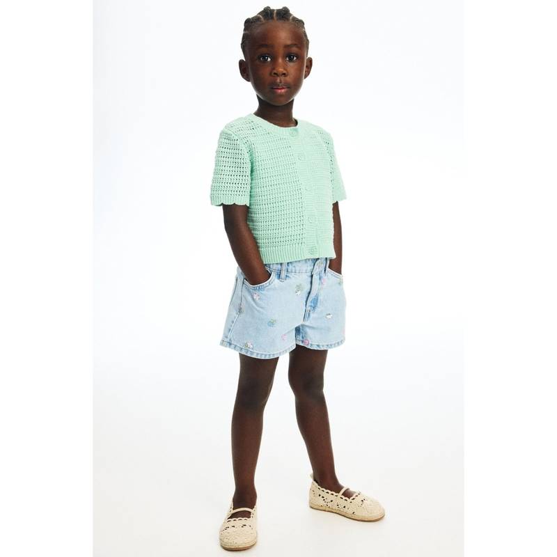 H&M Girls Green Textured-Knit Cardigan (6-8 Years) (6-8 Years)