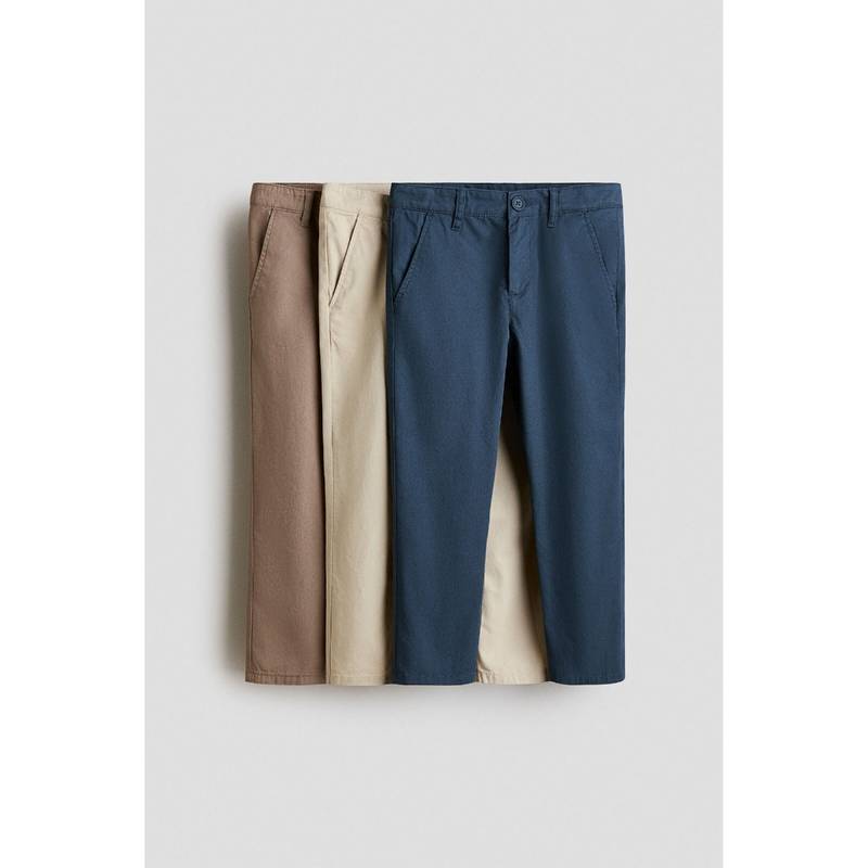 H&M Boys Blue 3-Pack Cotton Twill Chinos (3-4 Years)