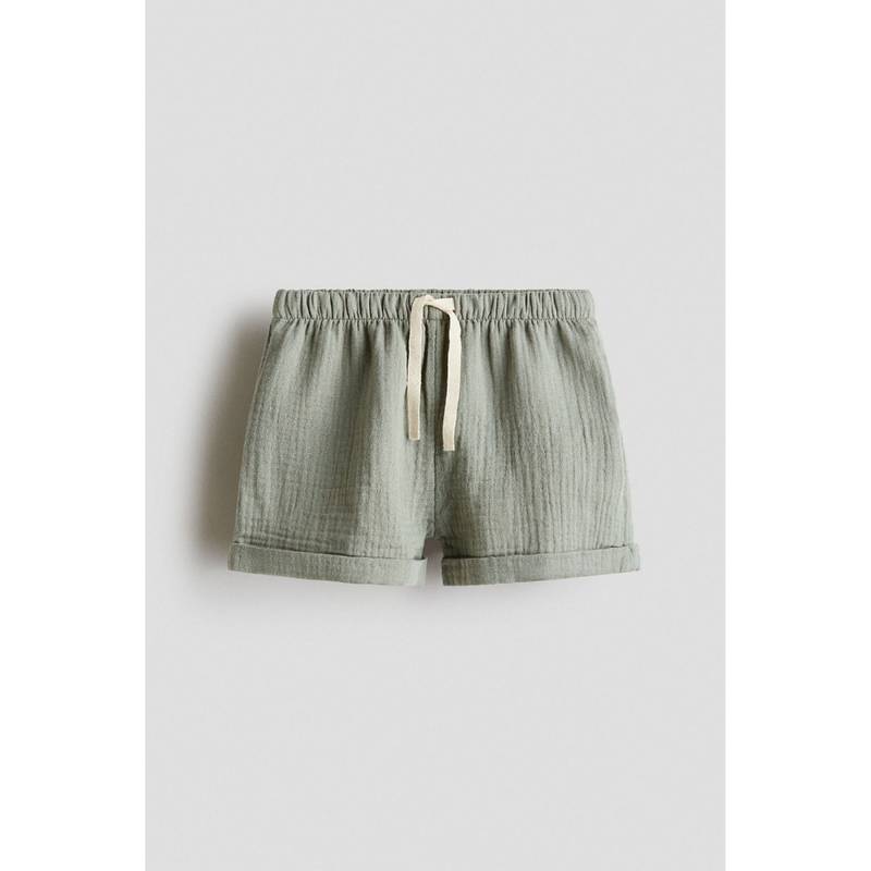 H&M Boys Green Cotton Muslin Shorts (5-6 Years) (5-6 Years)