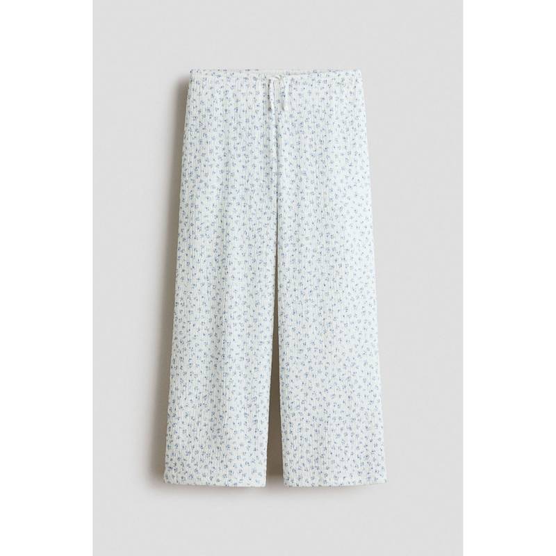 H&M Girls White Textured Jersey Trousers (8-9 Years) (8-9 Years)