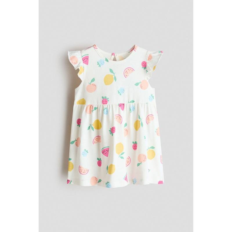 H&M Girls White Cotton Dress (9-12 Months) (9-12 Months)
