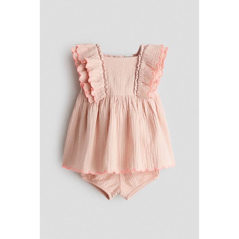 H&M Girls Orange 2-Piece Cotton Muslin Set (2-3 Years)