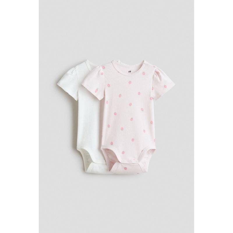 H&M Unisex Multi-Color 2-Pack Short-Sleeved Bodysuits (0-1 Months)