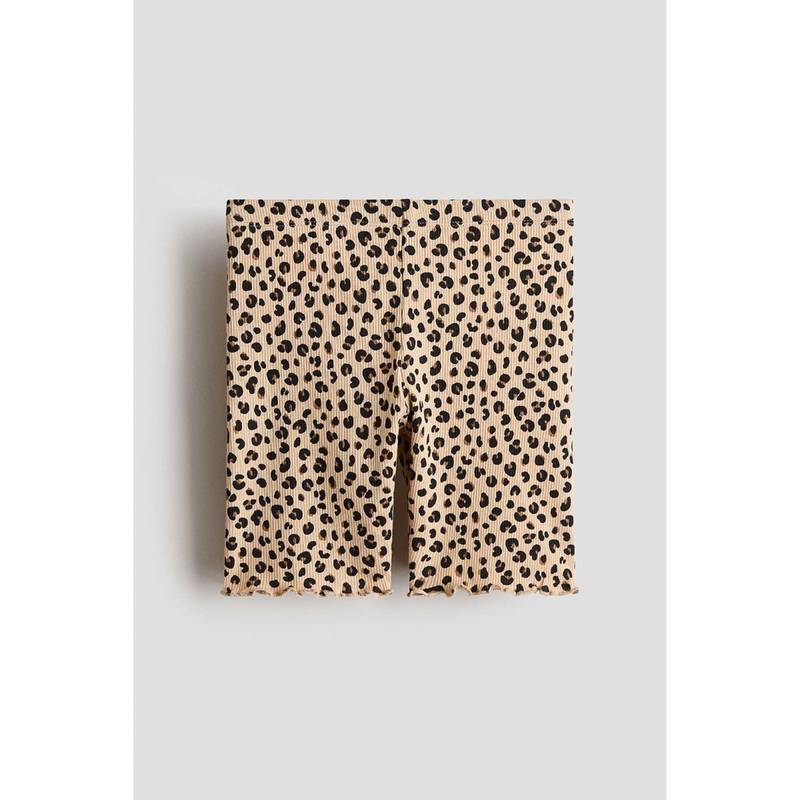H&M Girls Beige Printed Cotton Cycling Shorts (3-4 Years) (3-4 Years)