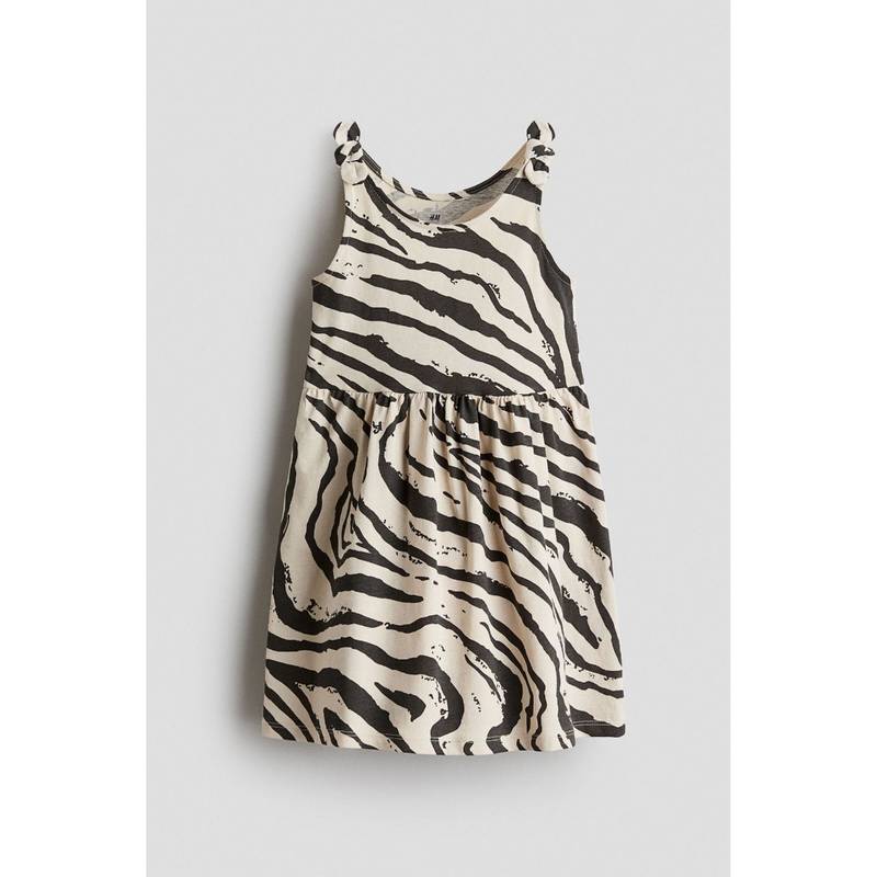 H&M Girls Beige Printed Cotton Dress (6-8 Years) (6-8 Years)
