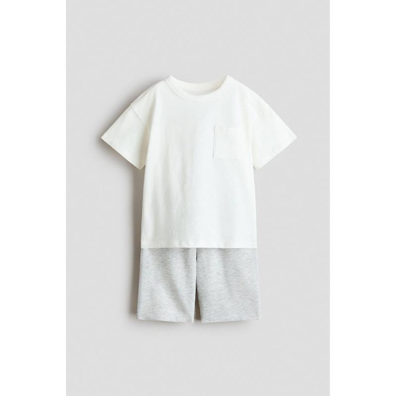 H&M Boys White 2-Piece T-Shirt And Shorts Set (1.5-2 Years)