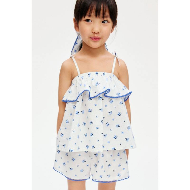 H&M Girls White 2-Piece Printed Cotton Set (3-4 Years)