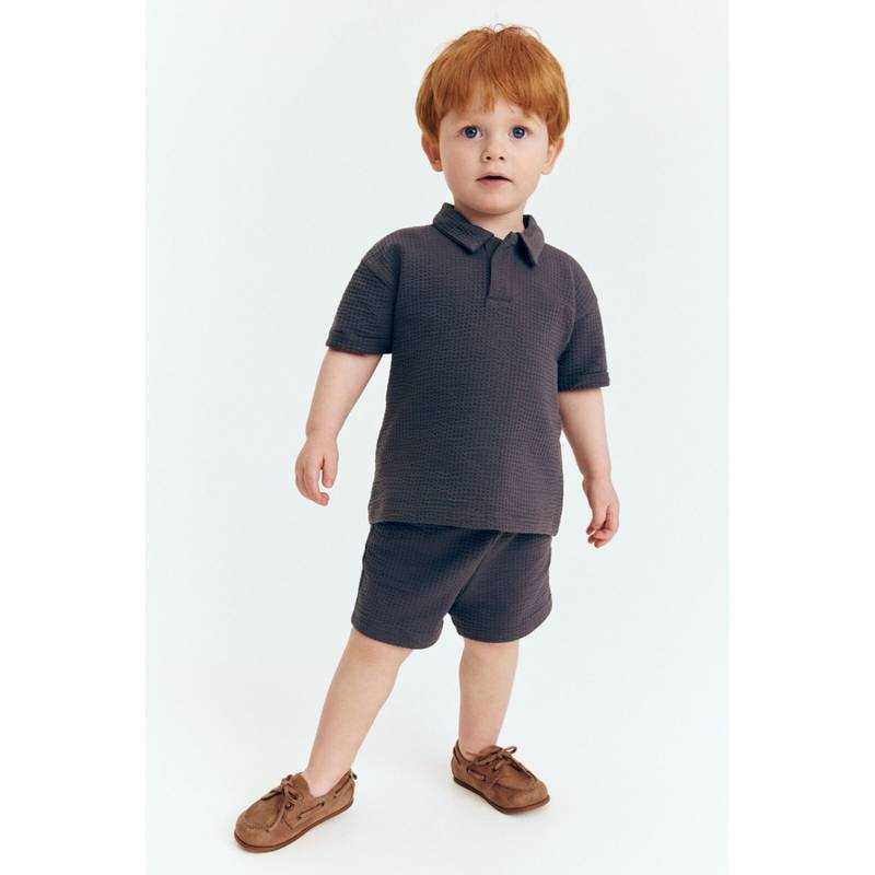 H&M Boys Grey 2-Piece Waffled Cotton Set (4-6 Months)