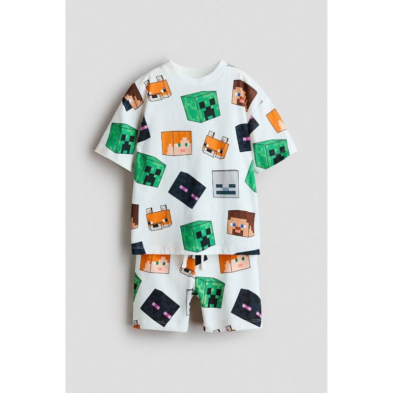 H&M Boys White 2-Piece Printed Set (5-6 Years)
