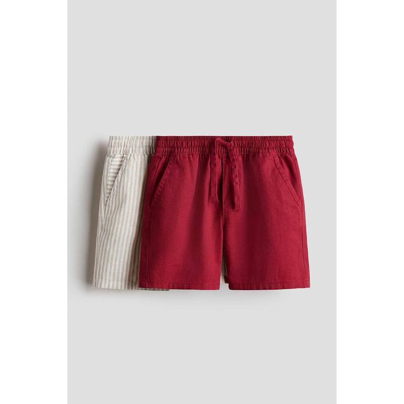 H&M Boys Red 2-Pack Linen-Blend Shorts (1.5-2 Years)