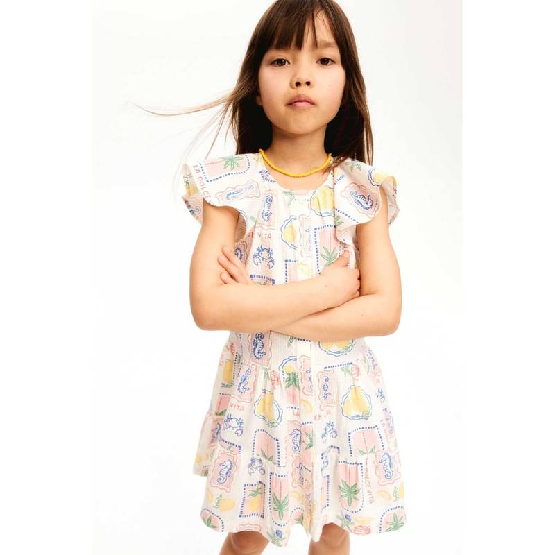 H&M Girls White Tiered Seersucker Dress (1.5-2 Years) (1.5-2 Years)