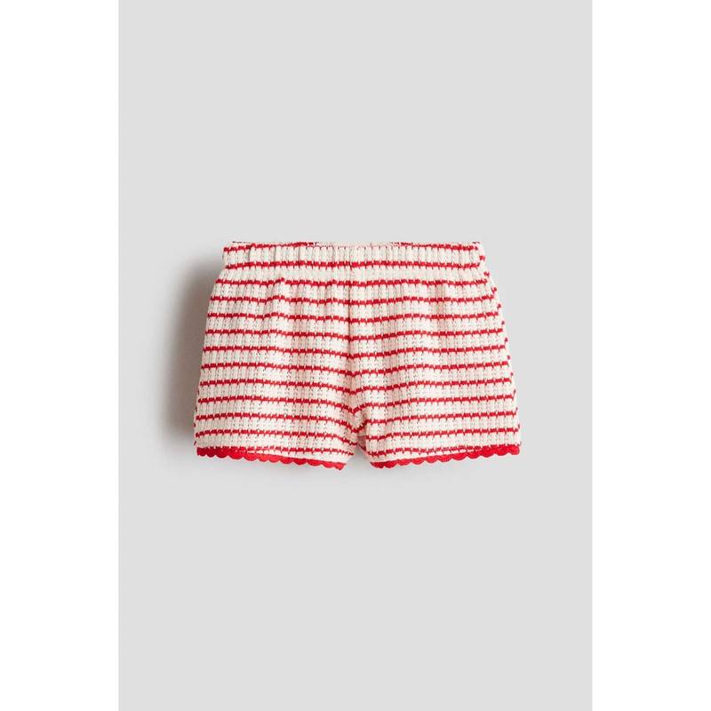 H&M Girls Red Textured-Knit Shorts (4-5 Years) (4-5 Years)