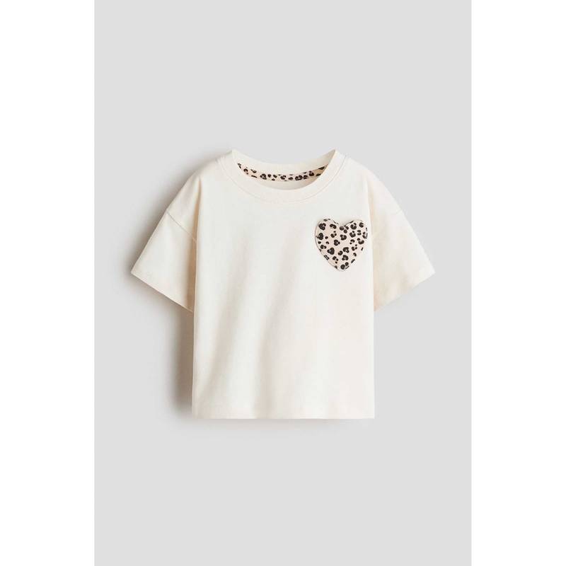 H&M Girls Beige Embellished T-Shirt (1.5-2 Years) (1.5-2 Years)