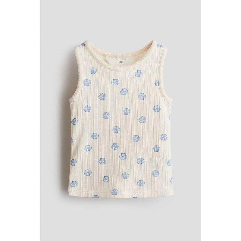 H&M Girls Beige Pointelle Jersey Vest Top (1.5-2 Years) (1.5-2 Years)