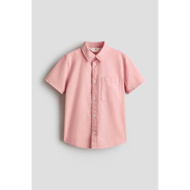 H&M Boys Pink Short-Sleeved Cotton Shirt (13-14 Years) (13-14 Years)