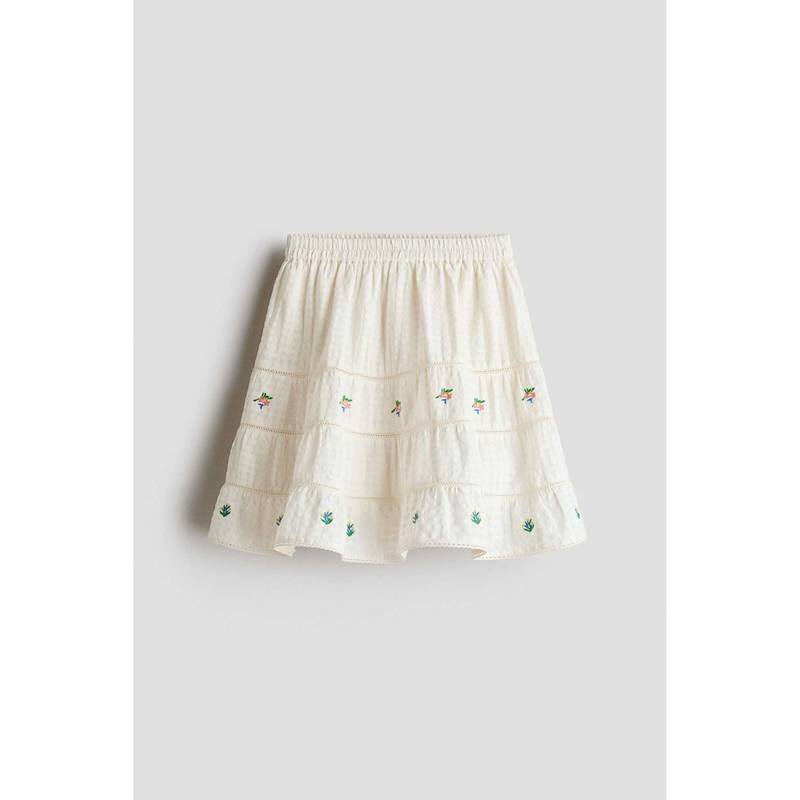 H&M Girls White Embroidered Cotton Skirt (12-13 Years) (12-13 Years)