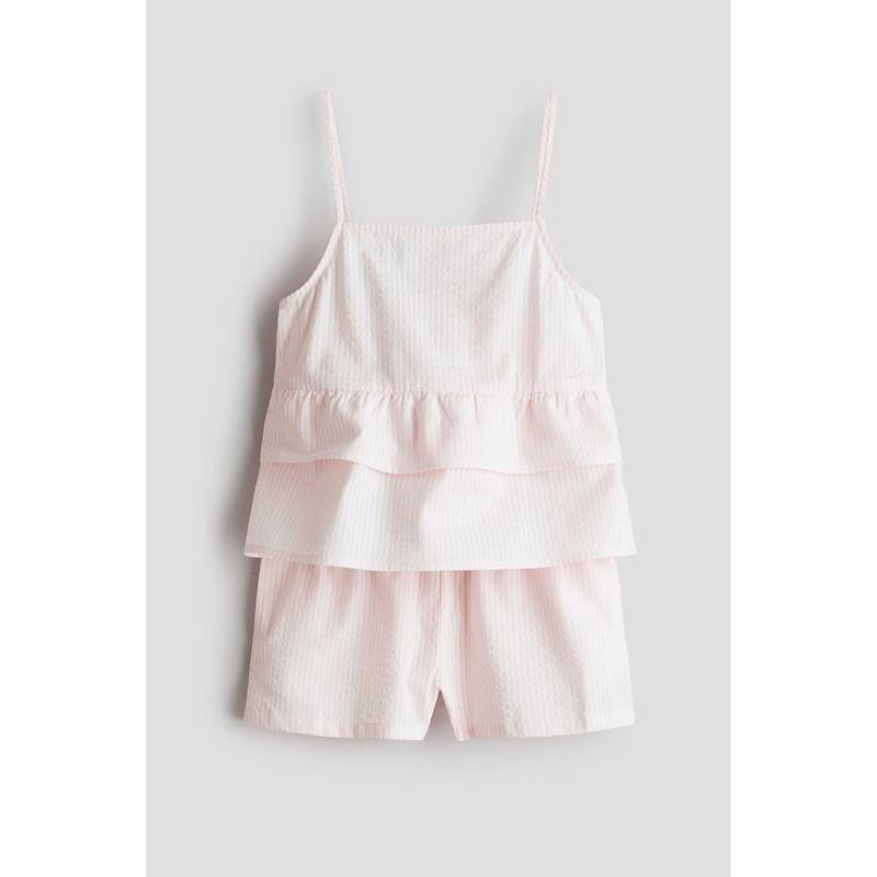 H&M Girls Pink 2-Piece Printed Cotton Set (8-9 Years)