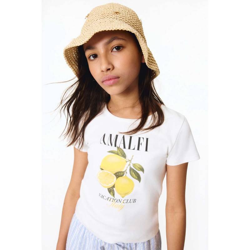 H&M Girls White Printed T-Shirt (10-12 Years) (10-12 Years)