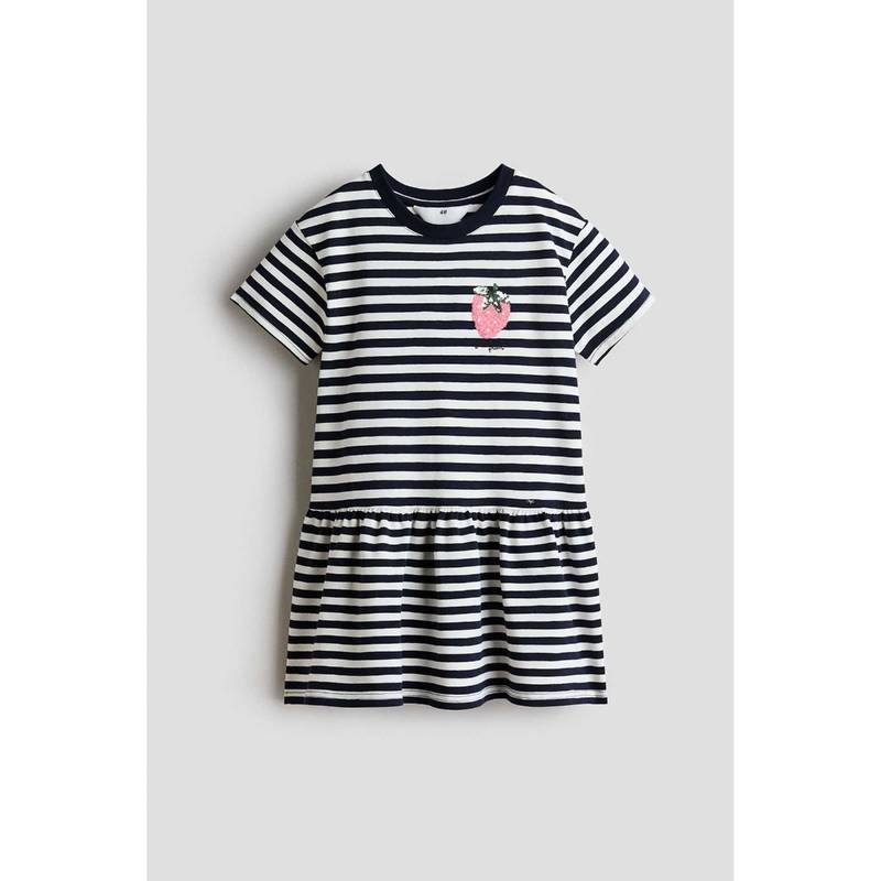 H&M Girls Multi-Color Motif-Detail T-Shirt Dress (8-10 Years) (8-10 Years)